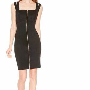 Calvin Klein Zip -Black Sleeveless  Front Sheath Dress -